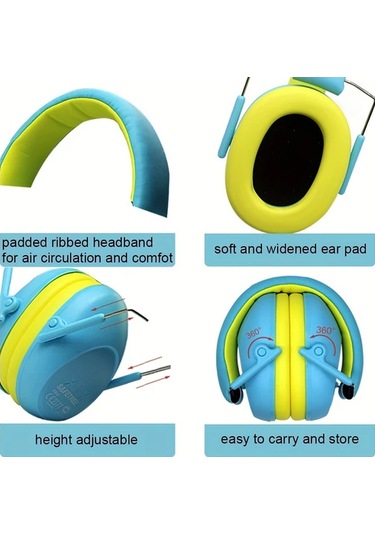 Fochsia Safetree Gençler İçin Gürültü Önleyici Kulaklık Ayarlanabilir Katlanabilir Bateri Ve Spor İçin Mavi Blue