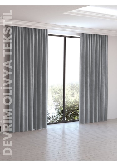 Shy Tekstil Lüks 1. Sınıf Düz Dikim Açık Gri Ada Fon Perde Şık Tasarım, En X Yükseklik Ölçü Seçenekleri Açık Gri