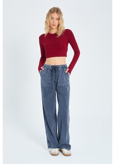 4572 Kadın Parça Boya Palazzo Pantolon Antrasit Antrasit