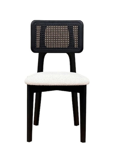 Zeus Hazeranlı Ahşap Bohem Sandalye Siyah