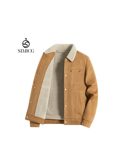 Açık Hava Eğlence Artı Kadife Kalın Bol Sıcak Erkek Ceketi Sarı