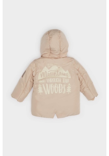 Defacto Erkek Bebek Su Geçirmez Kapüşonlu Pelüş Astar Fermuarlı Mont A2843a525wnbg289 Bej