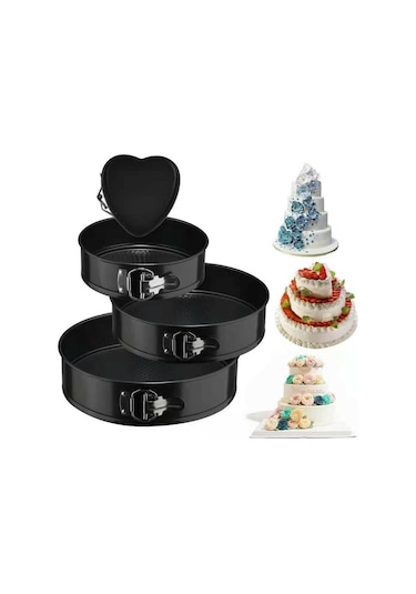 Sones 4'ü 1 Arada 4 İnç /7 İnç /9 İnç /10 İnç 1 Kalp Ve 3 Yuvarlak Pişirme Kabı Kek Kalıpları Fırın Tepsileri