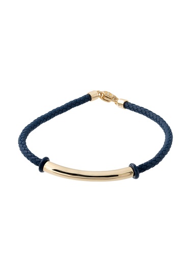 Cenova Kuyumculuk 14 Ayar Altın Lacivert Örme Kauçuk Erkek Bilekliği Lacivert