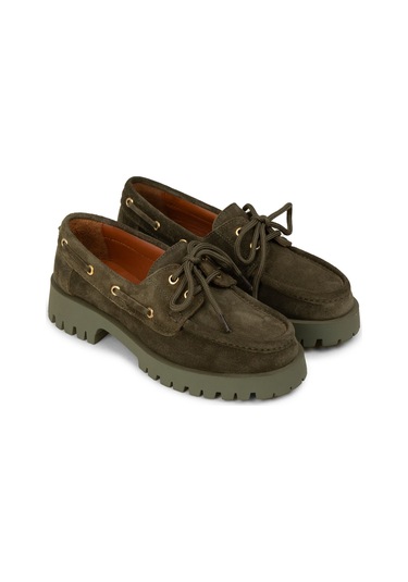 Deery Kadın Hakiki Süet Yeşil Marin Loafer - 02036zyslc01