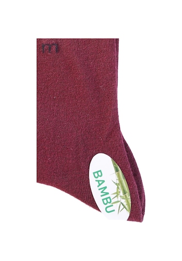 Morven Erkek Bordo Bambu Düz Uzun Çorap Bordo