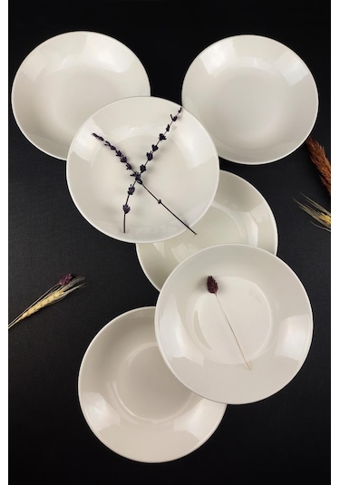 Digithome 6 Lı Deniz Form Çukur Tabak Yemek Tabağı Seti 19 Cm Krem Tl4037010 C320.003