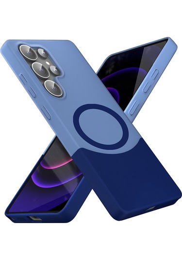 Mobilteam Galaxy Uyumlu S24 Ultra Kılıf M-safe Şarj Özellikli Mıknatıslı Duble Kapak - Gri Gri