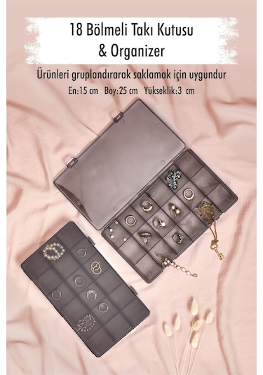 18 Bölmeli Takı Kutusu & Çok Amaçlı Kutu & Organizer Siyah