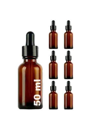 Afracam Amber 50 Ml Kapaklı Dropper Damlalık Cam Şişe 6 Adet Siyah