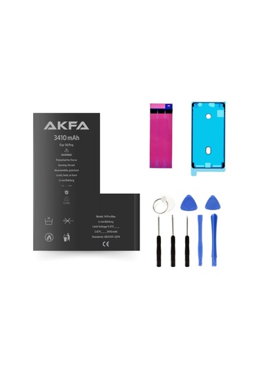 Akfa Apple Uyumlu iPhone  14 Pro Telefon Batarya- 3410 Mah + Tamir Seti Model:14probt11