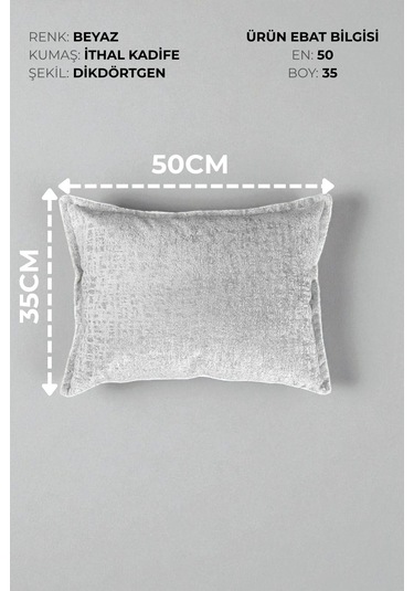 Kırlent İthal Kadife Kumaş - 35x50cm Yumuşak Dokulu Dekoratif Özel Tasarım Kırlent Kılıfı Beyaz