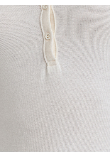 Dilvin 31544 Düğmeli Uzun Kollu Top-ekru Ekru