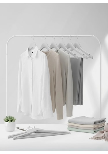 Gri Ahşap Elbise Pantolon Askısı Gri