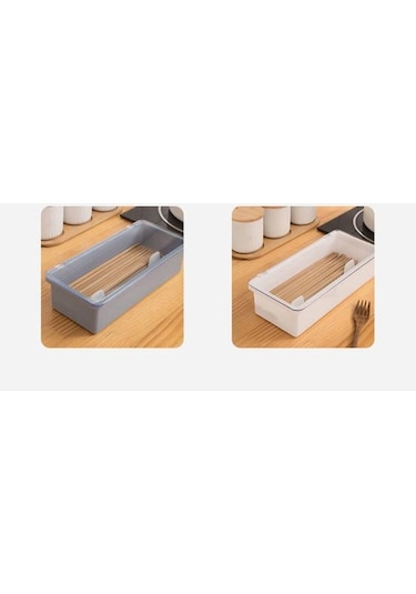 Gri Drenaj Bölme Çubuklarını Saklama Kutusu Dayanıklı Anti-kirli Toz Geçirmez Kaşık Çatal Kaşık Kabı