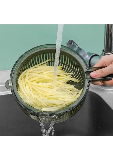 Paslanmaz Çelik 5 İn 1 Hazneli Rende Seti Süzgeçli Pratik Çok Fonksiyonlu Mutfak Rendesi Doğrayıcı