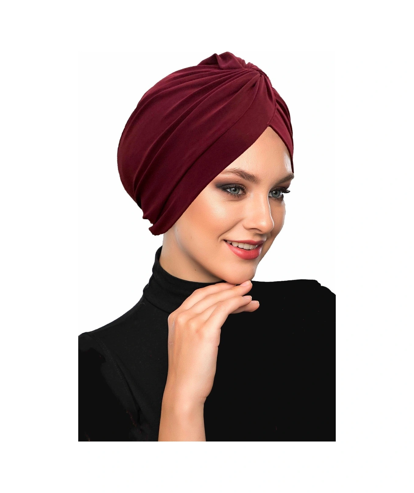 Çapraz Kancalı Bordo Hazır Türban Tesettür Dış Ve Havuz Bonesi Bordo
