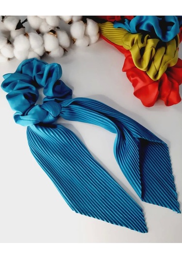 Kuyruklu Desenli Lastik Toka Hardal - mavi Çok Renkli