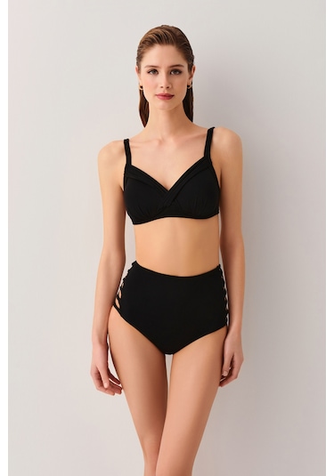 Suwen Kaplı Bantlı Toparlayıcı Bikini Üst Sbn25380012 Siyah