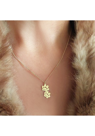 Vaoov 925 Ayar Gümüş İsimli Pati Kolye