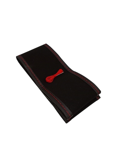 Citroen C4 2004-2010 Uyumlu Direksiyon Kılıfı Dikmeli Siyah Deri / Kırmızı Dikişli