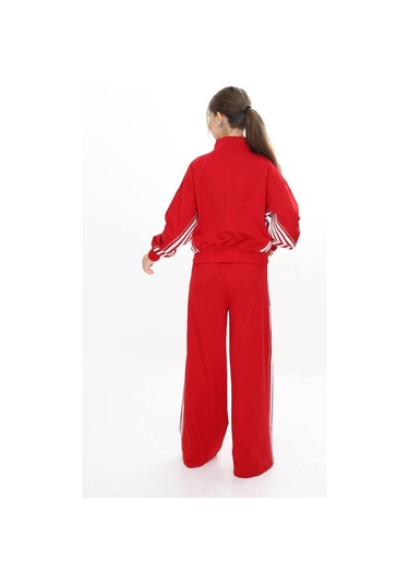 Kız Çocuk %100 Pamuk Oversize Alt&üst Uzun Kol Eşofman Takımı-183-eşt-0023 Kırmızı