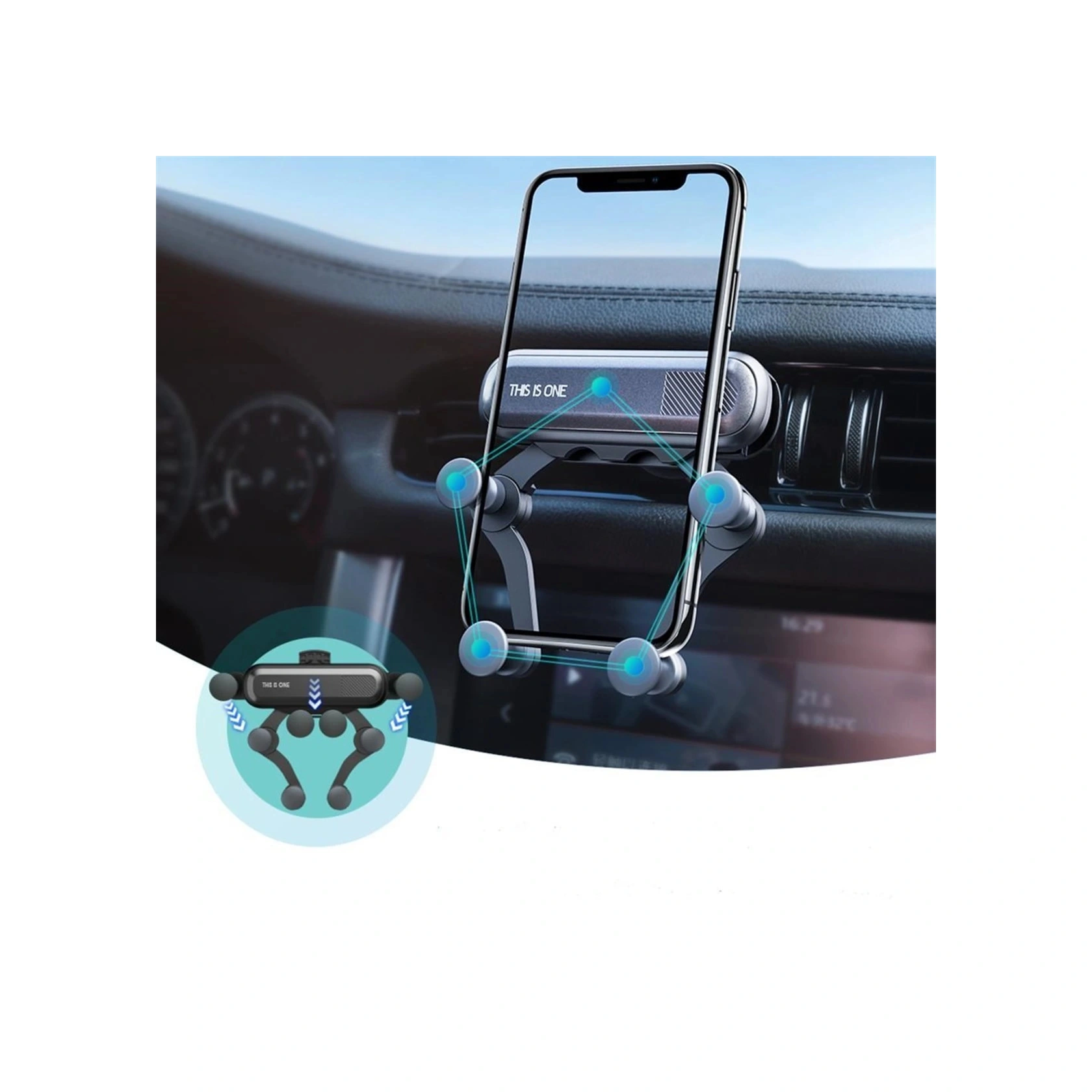 4 Nokta Destekli Araç İçi Cep Telefonu Sabitleyici Tutucu Aparat Kahverengi