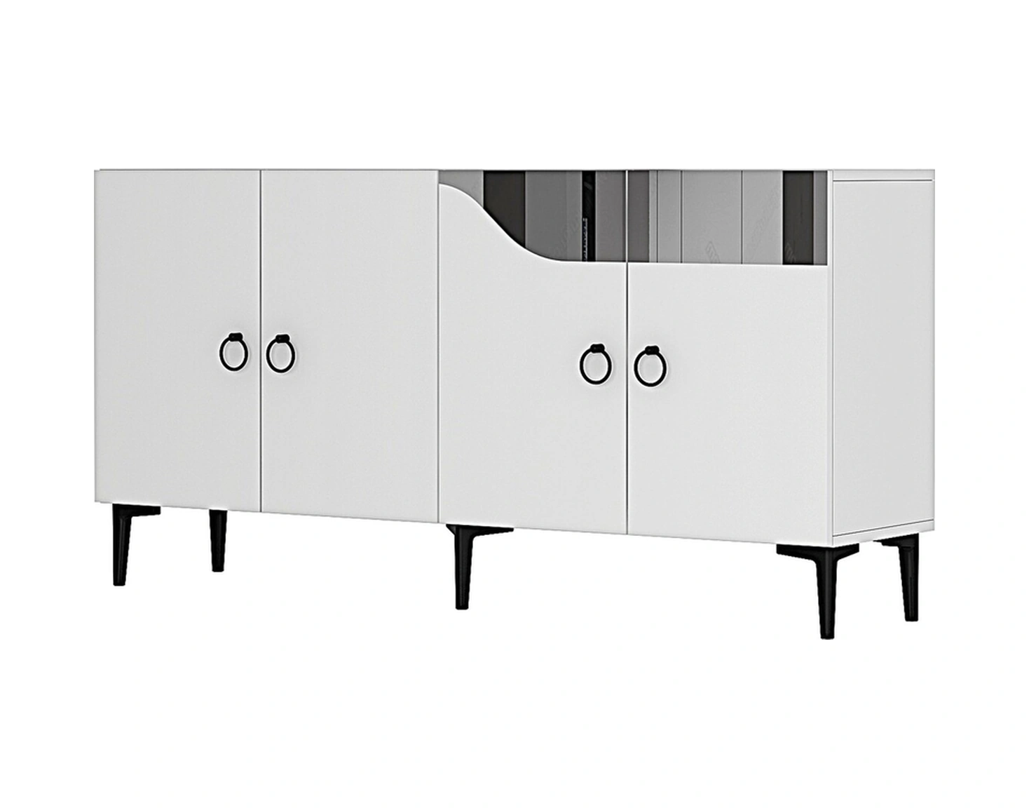 Ka1514bs Gama150 Konsol, Kahve Köşesi, Tv Sehpası Beyaz-sılver 150cm Beyaz