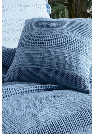 Sarev Eskel Mavi Çift Kişilik %100 Pamuk Yatak Örtüsü Mavi