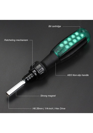 11'i 1 Arada Taşınabilir Cırcırlı Multibit Tornavida