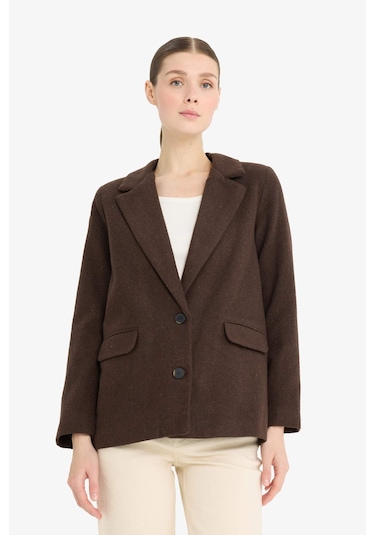 Defacto Regular Fit Flanel Blazer Ceket Y6483az24wnbn192 Kahve