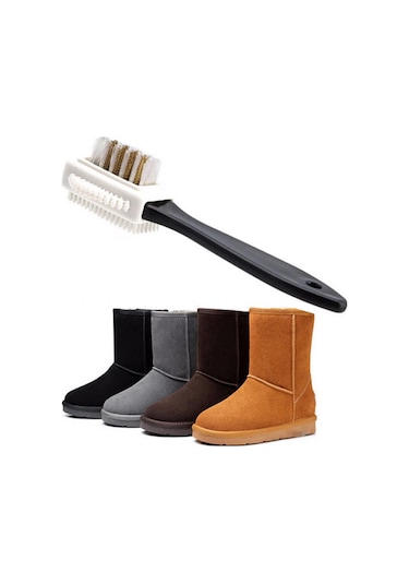 Çift Taraflı Pratik Taşınabilir Süet Nubuk Deri Çizme Bot Ayakkabı Temizleme Bakım Fırçası 5250 Çok Renkli