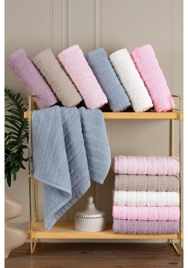 ZeynepTekstil Path 12'li 30x50 Cm El Ve Yüz Havlu Seti Mutfak Havlusu Pembe