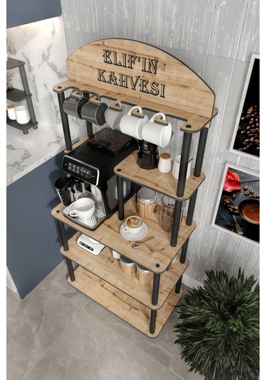 Bollente Dekoratif Kişiye Özel Isminize Özel Kahve Köşesi Safir Meşe 34cmx69cm Meşe