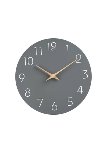 Homyl Arap Rakamları İle 12 Inç Duvara Asılan Saat Gri