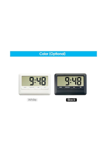 Aubyhe Beyaz Dijital Alarm Saat - Zaman Gösterimi, Alarm Ve Geri Sayım Fonksiyonları İle 3'ü 1 Arada