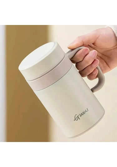 Kadın Saf Renk Muhtasar Büyük Kalibreli Termos Bardak Kış Büyük Siyah