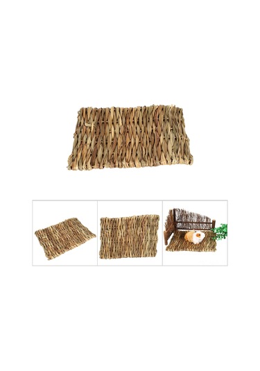 Qingmipy Küçük Evcil Hayvanlar İçin Doğal El Dokuma Çimen Mat - Dinlenme, Oynama Ve Diş Tırmalama S Boyut