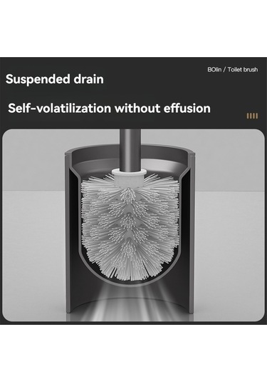 Banyo Tuvalet Fırçası Tutucu Temizlik Aletleri Duvara Monte Matkap Gerektirmez Gri