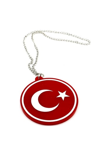 Araba Ayna Süsü Pleksi Çift Taraflı Türk Bayrağı Tasarım - Pleksi Çift Taraflı Türk Bayrağı Zincirli