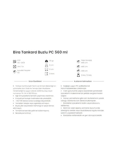 560 Ml Kırılmaz Çizilmez Arjantin Buzlu Bira Ve Ayran Bardağı Polikarbon Yıkanabilir Şeffaf