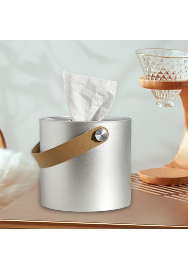 Homyl Gece Sehpası Oturma Odası Şifonyer Için Pu Gümüş Gümüş