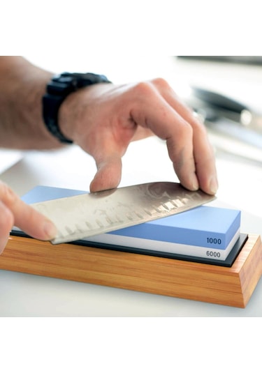 Valkyrie 4 Parça 1. Kalite Bıçak Biley Seti 1000 6000 Bileme Taşı Bambu Tabanlı Profesyonel Set Sulu Biley