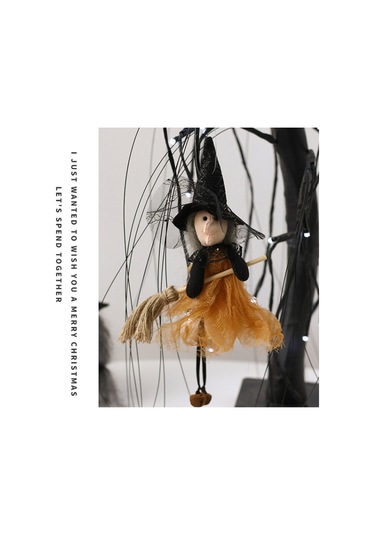 Cadılar Bayramı Süpürge Cadı Bebek Kolye Festivali Parti Sahne Turuncu