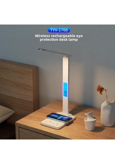 Yunboo Öğrenci Odası İçin Çok Fonksiyonlu Göz Korumalı Led Lamba - Katlanabilir, Kablosuz Şarj, Dokunmatik Kontrol, Siyah Şarjlı Modeller Diğer