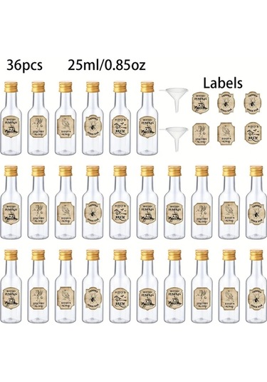 Willowhaven 36 Parça 0.85oz Altın Kapaklı Mini Plastik Şişe Halloween Parti Dekorasyon