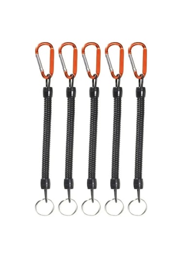 Vkemall 5 Adet Kırmızı Kayıp Engelleme Yaylı Kordon, Multifonksiyonel Montaj Kanca, Balıkçılık Aksesuarı, 16-120 Cm Genişletilebilir