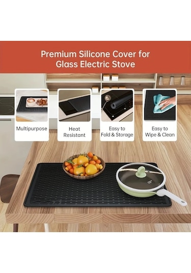 Cordial Siyah Ekstra Büyük Ocak Üstü Koruyucu Mat 450 C Isıya Dayanıklı