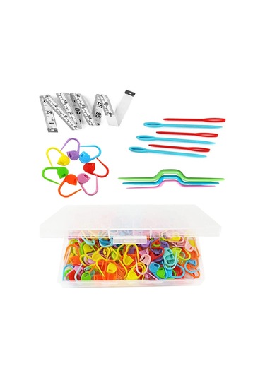 200 Ad Ilmek Sabitleyici Ip Tutucu Plastik Çengelli Iğne Örgü Set