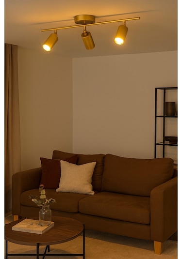 Spoti 3'lü Eskitme Renk Gün Işığı Modern Tasarım Salon - Mutfak - Banyo Spot Ledli Sıralı Avize Eskitme